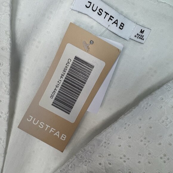 *New Just Fab Dress M White Eyelet Lace Romantic Wedding Whimsical Fairy Prairie - Picture 6 of 6